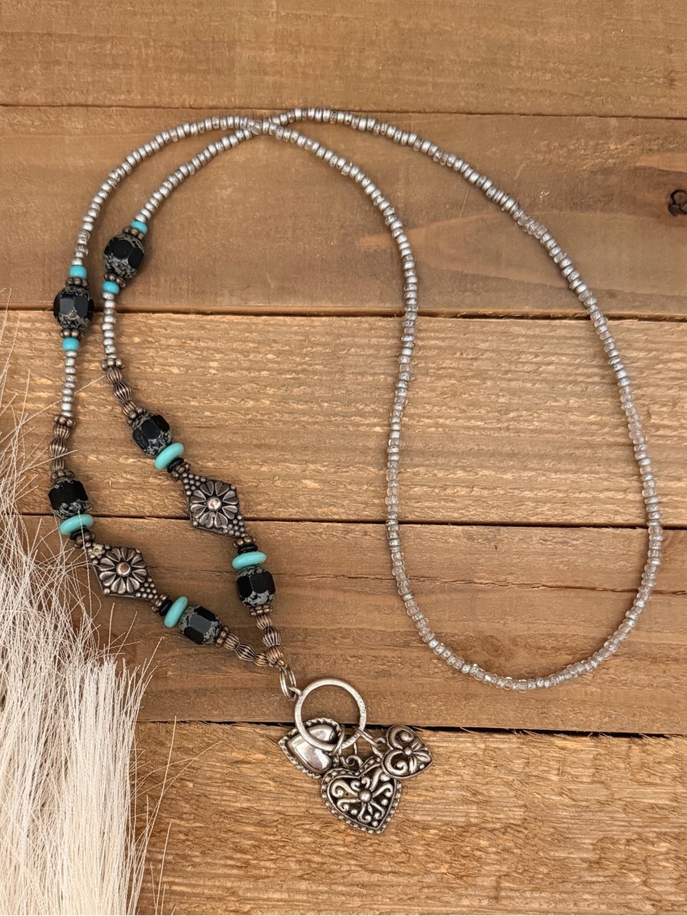 Silver and Turquoise Heart Pendant Necklace - Women Jewelry